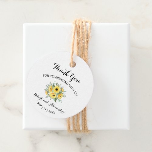 Sunflowers Greenery Thank You for Coming Wedding Favor Tags