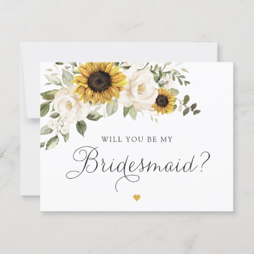 Sunflowers Greenery Will You Be My Bridesmaid Card