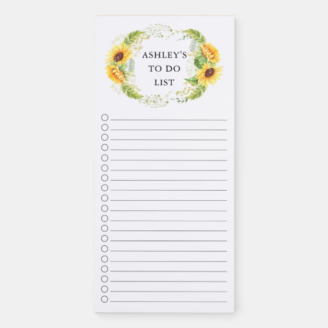 Sunflowers Grocery Shopping List Magnetic Notepad