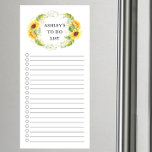 Sunflowers Grocery Shopping List Magnetic Notepad<br><div class="desc">Market list grocery shopping list design featuring a watercolor sunflower frame personalized with your name.</div>
