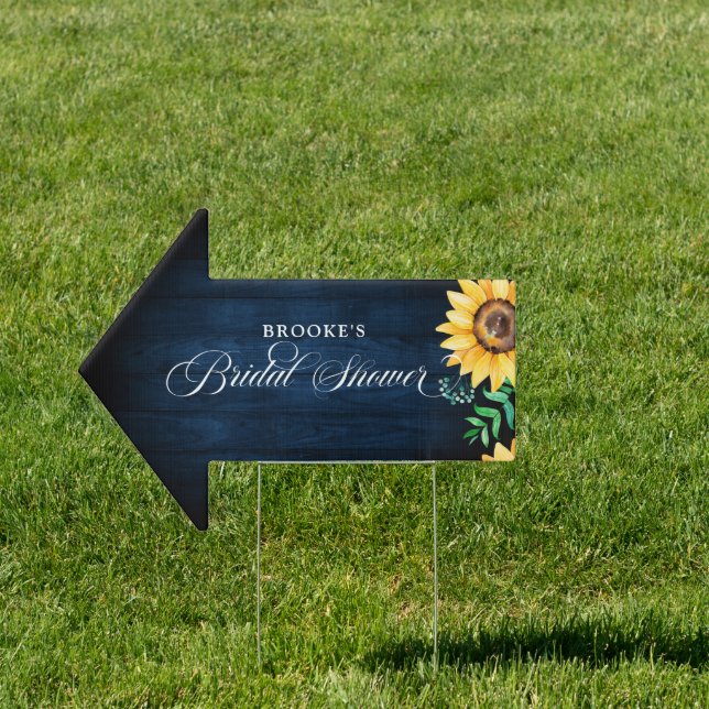 Sunflowers gypsophila Navy Bridal Shower Welcome S Sign (Insitu)