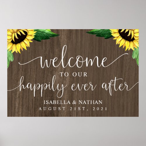 Sunflowers Happily Ever After Wedding Welcome Sign