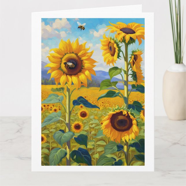 Sunflowers Happy Birthday Add Your Text Greeting Card (Front)
