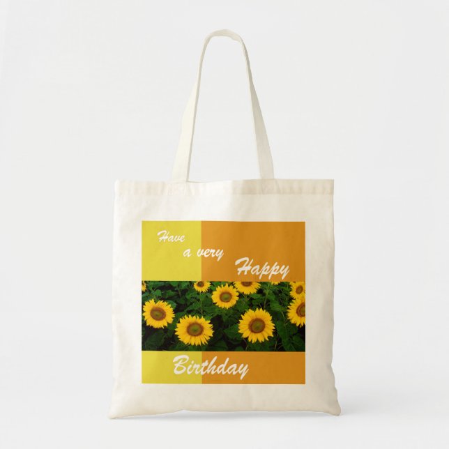 Sunflowers - Happy Birthday Budget Tote (Front)