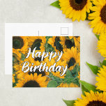 Sunflowers Happy Birthday Postcard<br><div class="desc">Nothing is more cheerful and sunny than this cute sunflower birthday card. The beautiful cursive font reads Happy Birthday over a field of pretty sunflowers.</div>