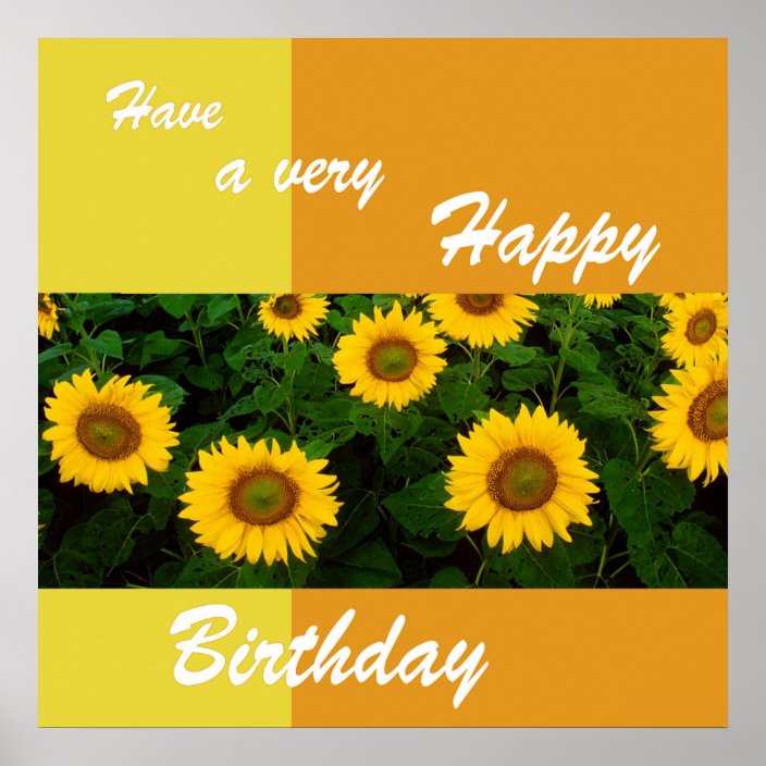 Sunflowers - Happy Birthday Poster | Zazzle.com