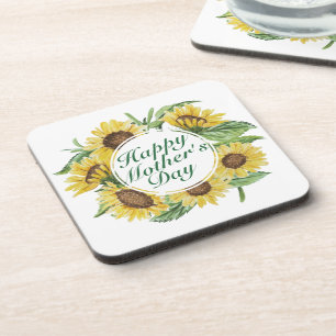 Sunflowers Happy Mother's Day Floral Frame Coaster