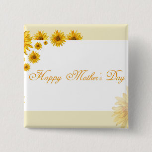 Sunflowers Happy Mother's Day Floral Greeting Button
