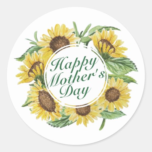 Sunflowers Happy Mothers Day Floral Sticker Seal