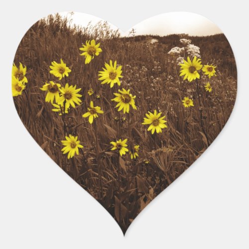 Sunflowers Heart Sticker