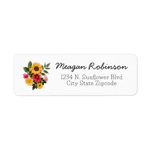 Sunflowers Hibiscus Floral Return Address Label