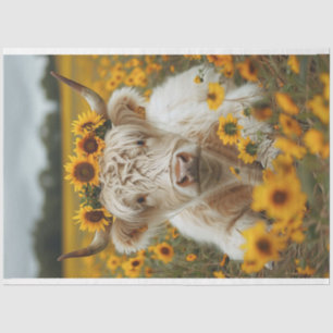 Sunflowers Highland Cow Decoupage Tissue Paper