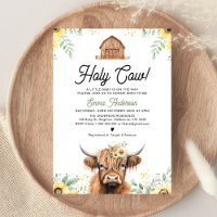 Sunflowers Highland Cow Holy Cow Baby Shower