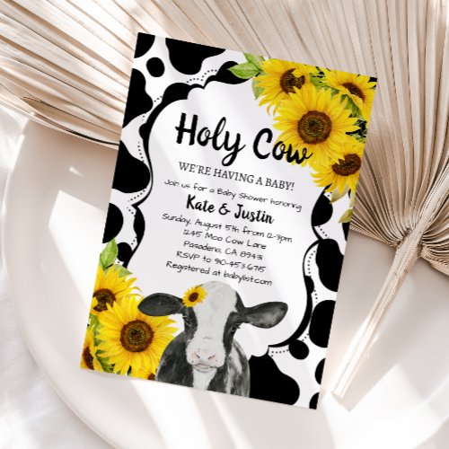 Sunflowers Holy Cow Baby Shower Invitation