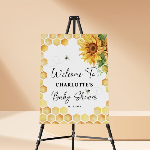 Sunflowers Honey bee Baby Shower Welcome  Foam Board
