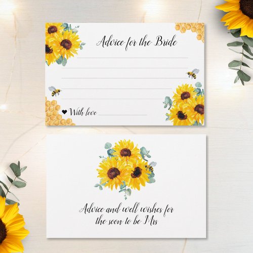 Sunflowers Honeycomb Bridal Shower Advice Cards