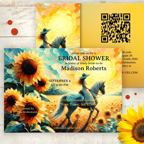 Sunflowers Horse Fine Art Bridal Shower Invitation