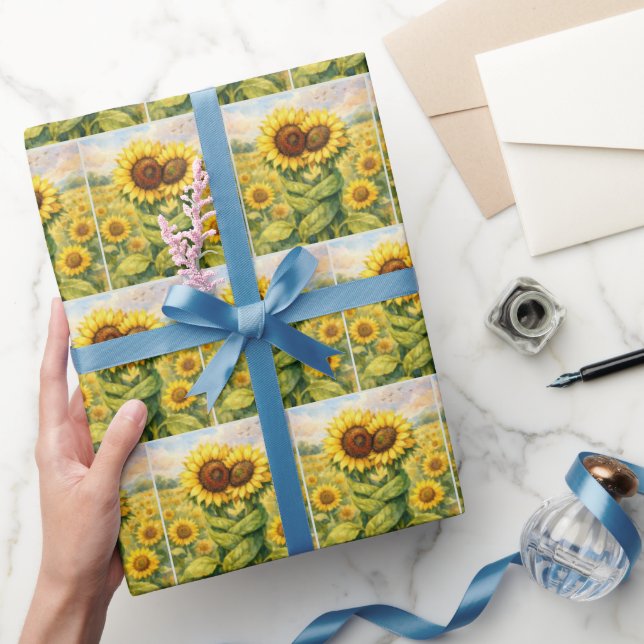 Sunflowers Hugging Each Other Wrapping Paper (Gifting)