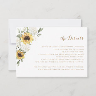 Sunflowers Hydrangea Greenery Wedding Details Invitation