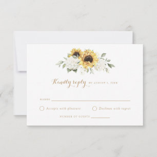 Sunflowers Hydrangea Greenery Wedding RSVP Invitation