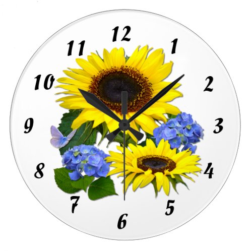 Sunflowers & Hydrangeas ~ Clock