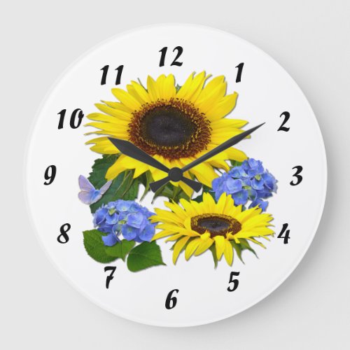 Sunflowers   Hydrangeas  Clock