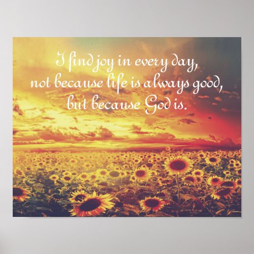 Sunflowers I Find Joy Inspirational Quote Poster