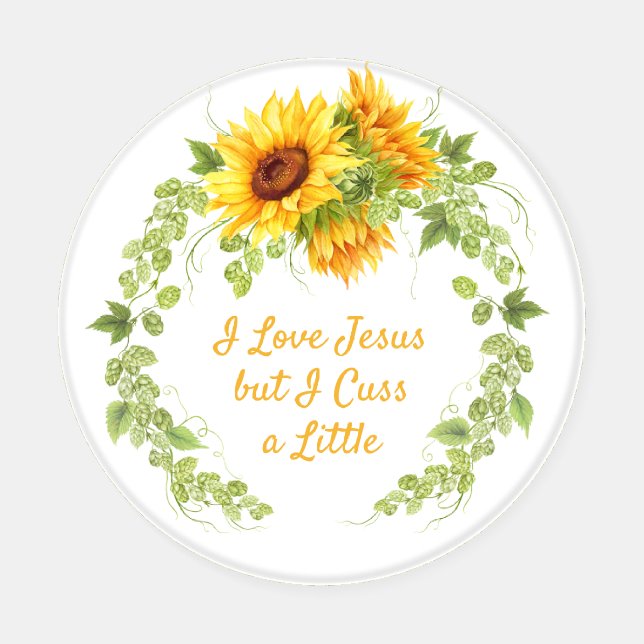 Sunflowers I Love Jesus But I Cuss a Little Coaster Set (Single)