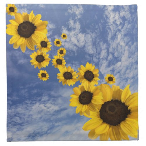 Sunflowers in a blue sky cloth napkin