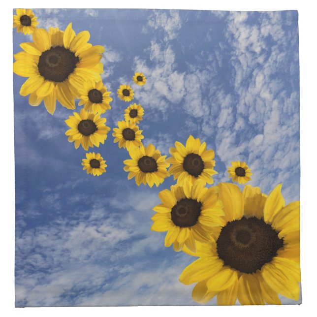 Sunflowers in a blue sky cloth napkin (Front)