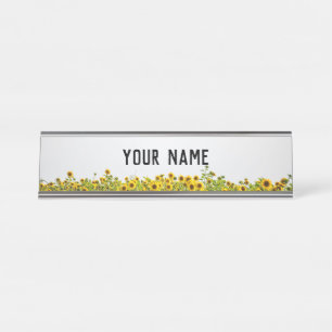 Sunflowers in a Field Desk Name Plate