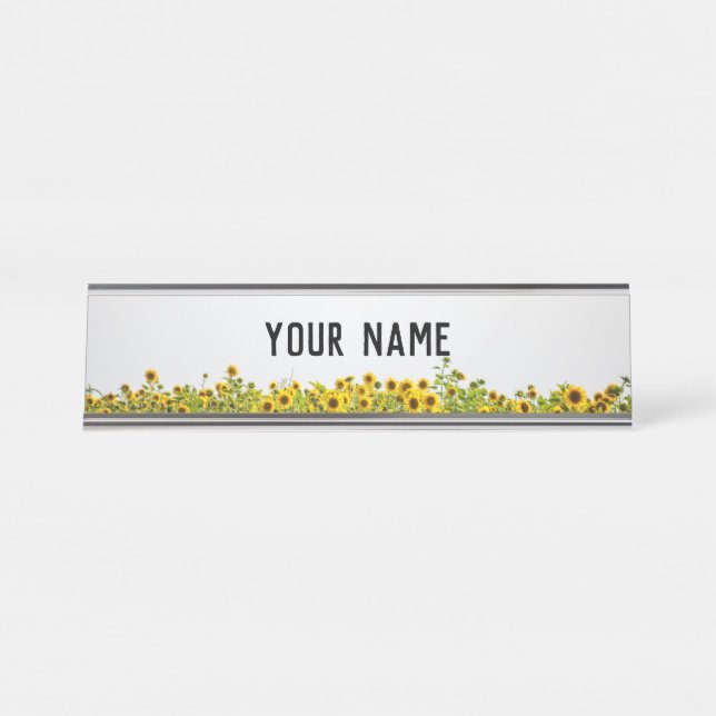 Sunflowers in a Field Desk Name Plate (Front)