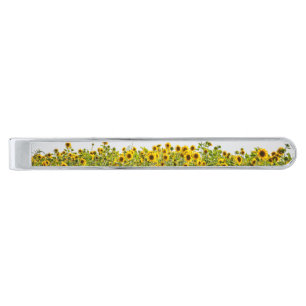 Sunflowers in a Field Silver Finish Tie Clip