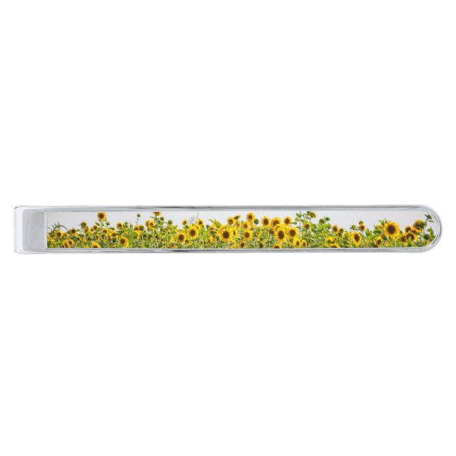 Sunflowers in a Field Silver Finish Tie Clip (Front)