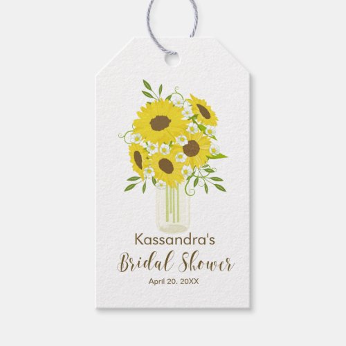 Sunflowers In A Mason Jar  Bridal Shower Tag