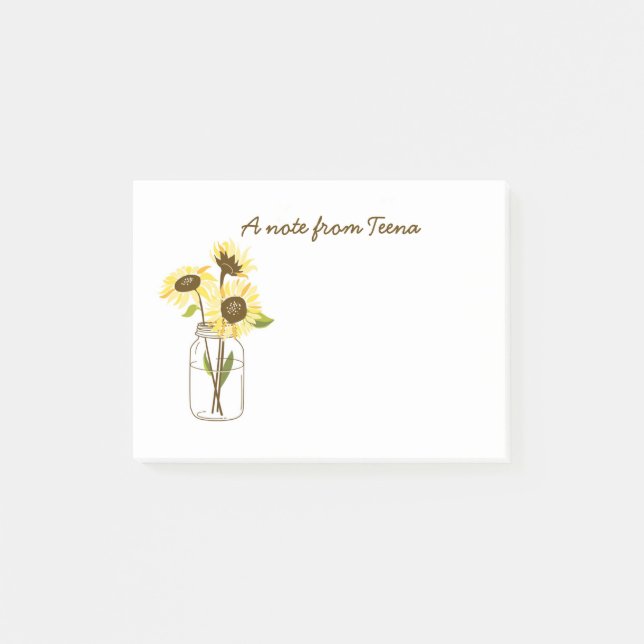 Sunflowers In A Mason Jar Notes (Front)