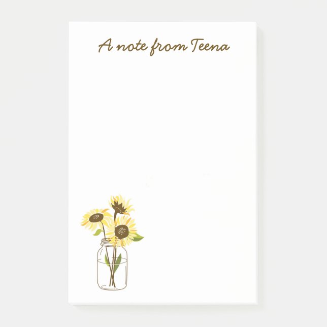 Sunflowers In A Mason Jar Notes (Front)