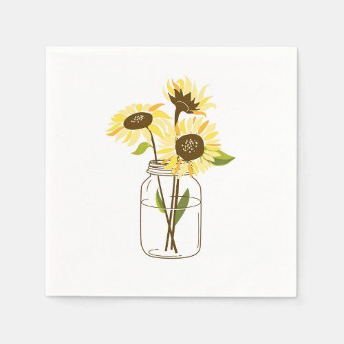 Sunflowers In A Mason Jar Paper Napkins
