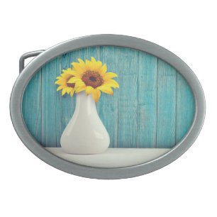 Sunflowers in a vase     belt buckle
