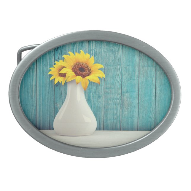 Sunflowers in a vase     belt buckle (Front)