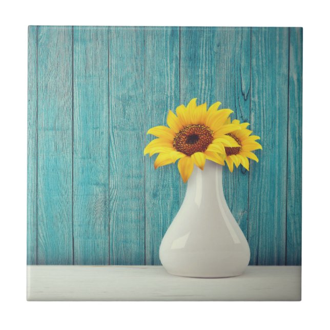 Sunflowers in a vase       ceramic tile (Front)