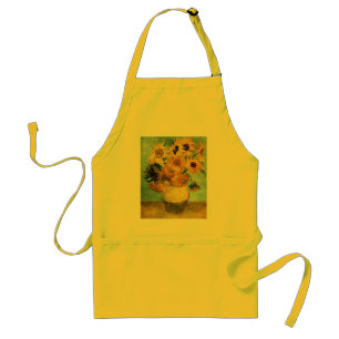 Sunflowers in a Vase (F455) Van Gogh Fine Art Adult Apron