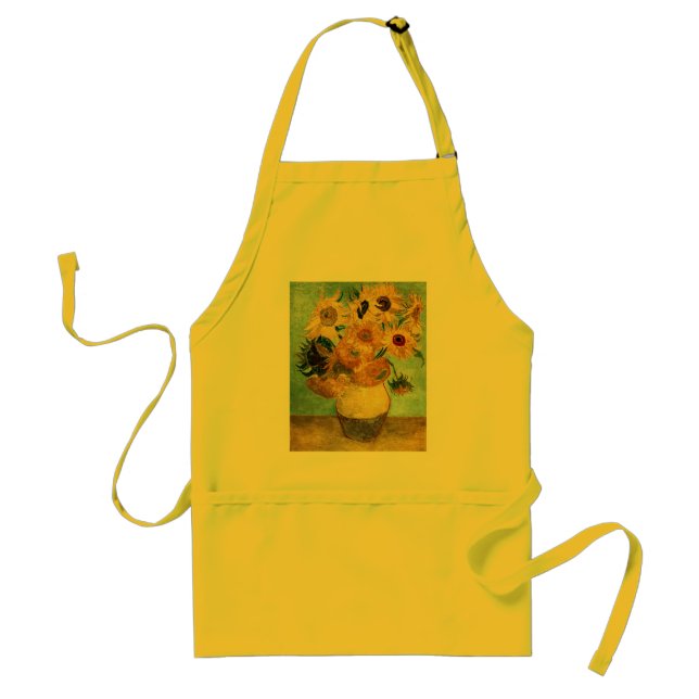 Sunflowers in a Vase (F455) Van Gogh Fine Art Adult Apron (Front)