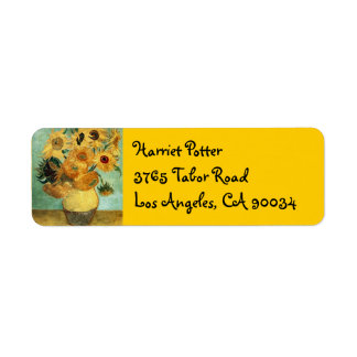 Sunflowers in a Vase (F455) Van Gogh Fine Art Label