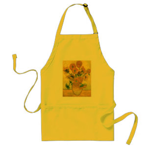 Sunflowers in a Vase (F457) Van Gogh Fine Art Adult Apron