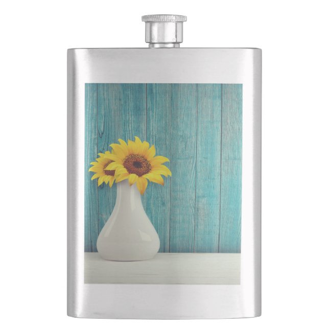 Sunflowers in a vase       flask (Front)