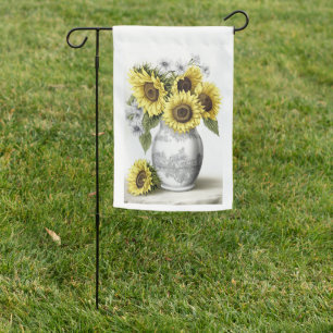 Sunflowers in a Vase Garden Flag