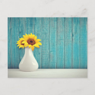 Sunflowers in a vase     holiday postcard