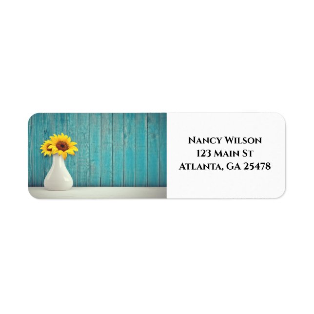Sunflowers in a vase label (Front)