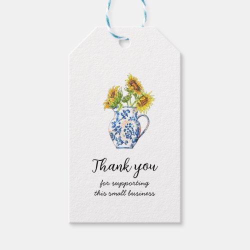 Sunflowers in a vase Thank You gift tags